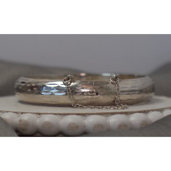 Vintage Sterling Silver 925 Bangle Bracelet 15.10G / 7in / 11.5mm - Picture 4 of 6